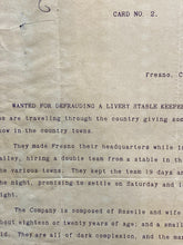Load image into Gallery viewer, 1907 Wanted Poster Defrauding A Livery Stable Keeper Vaudeville Show Antique
