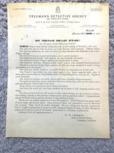 Load image into Gallery viewer, 1905 Freeman&#39;s Detective Agency Reward Poster Theft Watches Antique Ephemera
