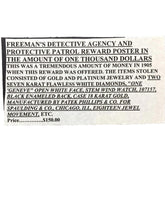 Load image into Gallery viewer, 1905 Freeman&#39;s Detective Agency Reward Poster Theft Watches Antique Ephemera
