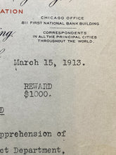 Load image into Gallery viewer, 1913 William J Burns Detective Agency Offer $1000 Reward Poster Flyer Antique
