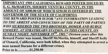 Load image into Gallery viewer, 1905 Reward Poster Wanted Double Murder Arrest Conviction Antique Watch Ephemera
