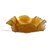 Load image into Gallery viewer, Antique Carnival Glass Bowl Windflower Marigold Ruffle Design
