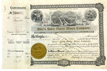 Load image into Gallery viewer, 1904 Mining Stock Certificate Sumpter Oregon Gold Seal Gulch Placer Mines Co

