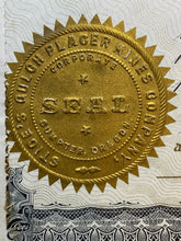 Load image into Gallery viewer, 1904 Mining Stock Certificate Sumpter Oregon Gold Seal Gulch Placer Mines Co

