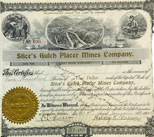 Load image into Gallery viewer, 1904 Mining Stock Certificate Sumpter Oregon Gold Seal Gulch Placer Mines Co

