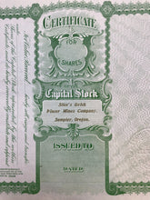 Load image into Gallery viewer, 1904 Mining Stock Certificate Sumpter Oregon Gold Seal Gulch Placer Mines Co
