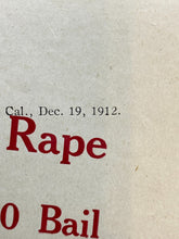 Load image into Gallery viewer, 1912 Wanted Poster Rape Jumping Bail Red Indian Motorcycle Antique Ephemera
