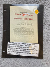 Load image into Gallery viewer, 1912 Wanted Poster Rape Jumping Bail Red Indian Motorcycle Antique Ephemera
