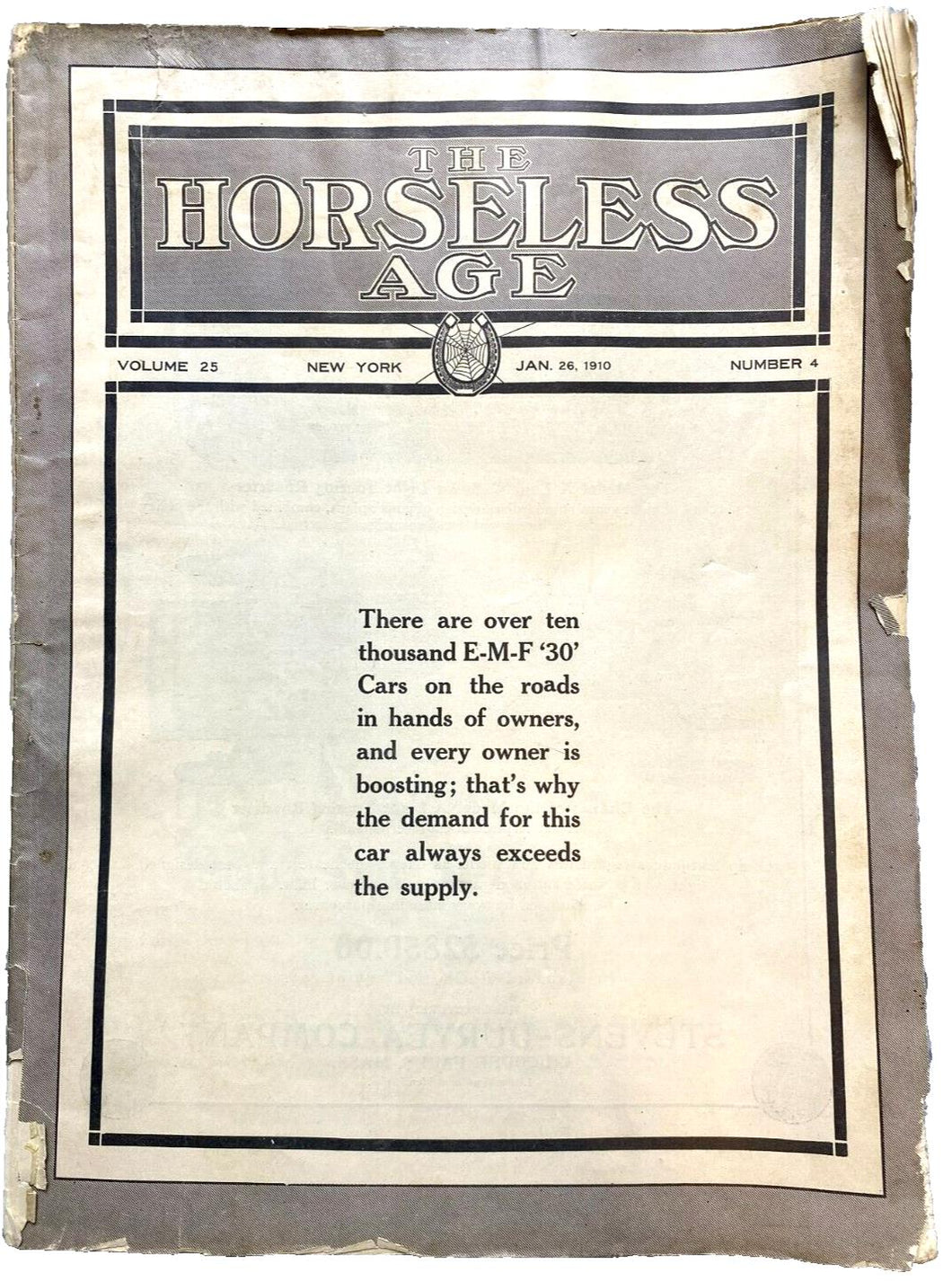 1910 The Horseless Age Magazine Antique Automobile Car Advertising Volume 23