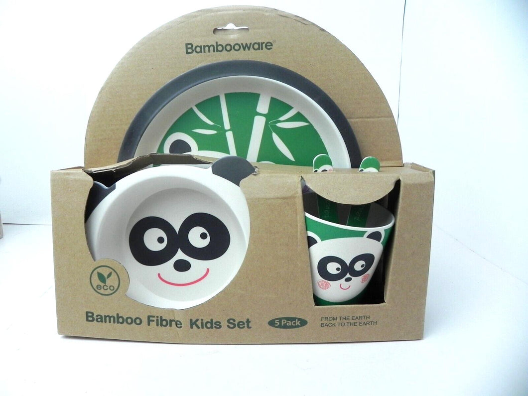 Bambooware Fibre Kids Dinner Sets 5 Pack Panda Green Eco Friendly Dinnerware