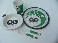 Load image into Gallery viewer, Bambooware Fibre Kids Dinner Sets 5 Pack Panda Green Eco Friendly Dinnerware
