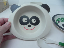 Load image into Gallery viewer, Bambooware Fibre Kids Dinner Sets 5 Pack Panda Green Eco Friendly Dinnerware
