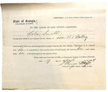 Load image into Gallery viewer, 1894 Chatham County Arrest Warrant Assault of Battery Hand Seal Antique Ephemera
