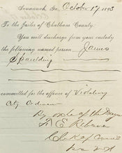 Load image into Gallery viewer, 1893 Jail Discharge Paper Georgia Poisoner County Jailer Antique Ephemera
