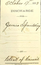 Load image into Gallery viewer, 1893 Jail Discharge Paper Georgia Poisoner County Jailer Antique Ephemera
