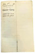 Load image into Gallery viewer, 1892 Convict Camp Requisition Jailer Prisoner Georgia Antique Ephemera

