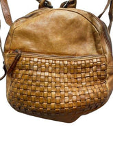 Load image into Gallery viewer, Anthropologie Vilenca Holland Backpack Bag Emilia Cognac Woven Basket Weave
