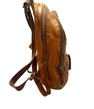 Load image into Gallery viewer, Anthropologie Vilenca Holland Backpack Bag Emilia Cognac Woven Basket Weave

