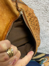 Load image into Gallery viewer, Anthropologie Vilenca Holland Backpack Bag Emilia Cognac Woven Basket Weave
