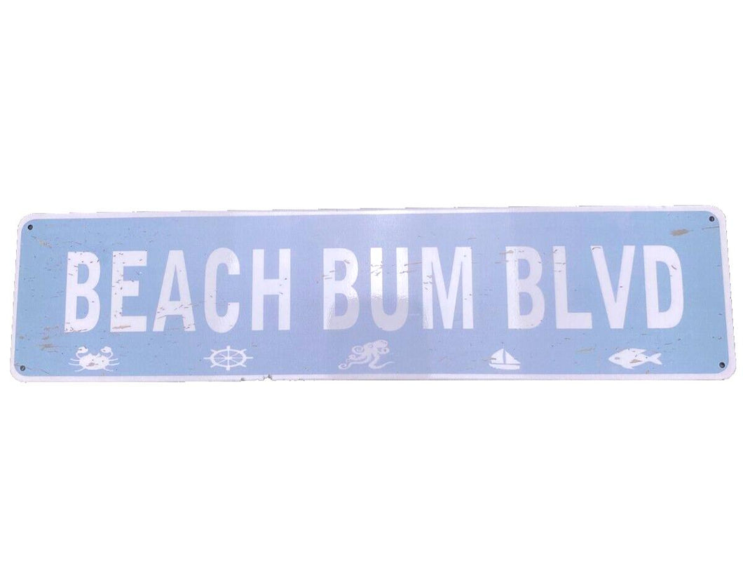 Beach Bum BLVD Metal Sign Vintage Rustic Lake Beach House Cottage Cabin Cave