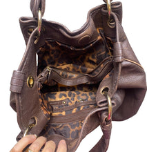 Load image into Gallery viewer, B MAKOWSKY Purse Slouchy Shabby Leather Hobo Shoulder Bag Handbag Tote Cheetah
