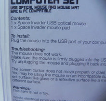Load image into Gallery viewer, SPACE INVADERS Computer Set USB Optical Mouse and Pad 50FIFTY NEW SEALED

