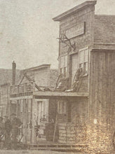 Load image into Gallery viewer, 1896 Street Scene Cabinet Card Photo Wagons Store Signs Antlers Nebraska
