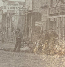Load image into Gallery viewer, 1896 Street Scene Cabinet Card Photo Wagons Store Signs Antlers Nebraska
