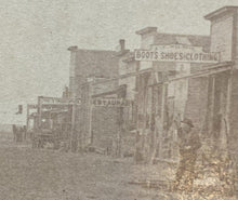 Load image into Gallery viewer, 1896 Street Scene Cabinet Card Photo Wagons Store Signs Antlers Nebraska
