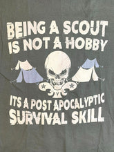 Load image into Gallery viewer, Boy Scout Shirt Adult Medium Olive Green Skull Tents Camp Survival Grunge Mens
