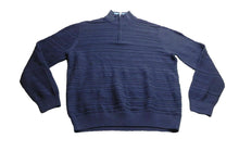 Load image into Gallery viewer, CHAPS Sweater Adult Large Navy Blue Mock Neck 1/4 Zip Cable Knit Outerwear Mens

