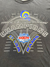 Load image into Gallery viewer, Vintage St. Louis Rams Shirt Adult 2X Black Fade Super Bowl XXXIV NFL Y2K Mens
