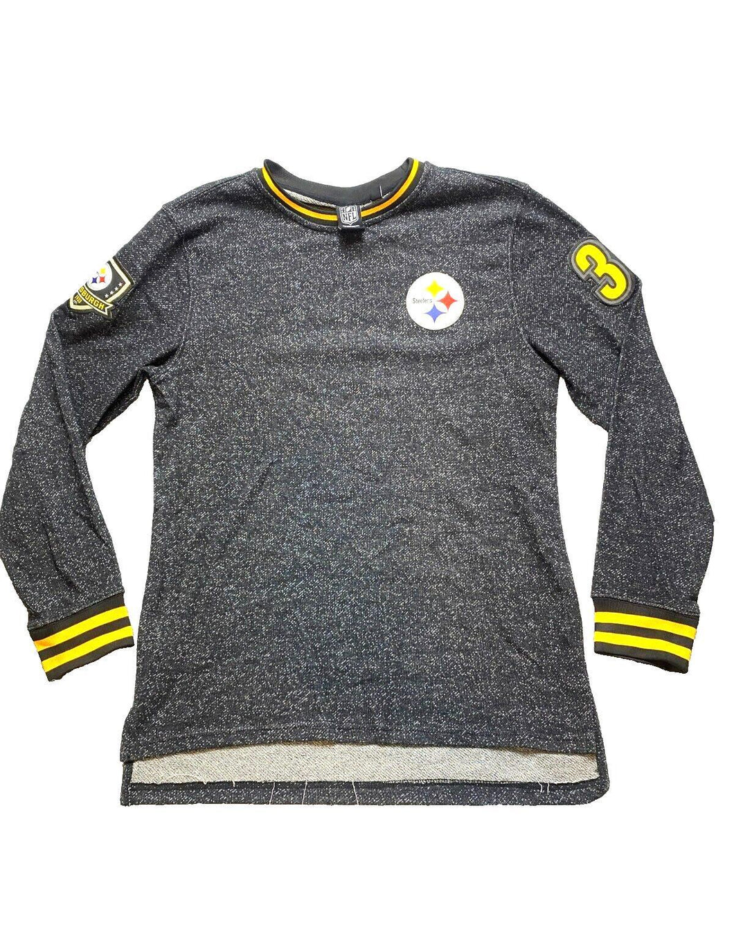 Pittsburgh Steelers Sweater Adult Small Black White NFL Football Patches Mens