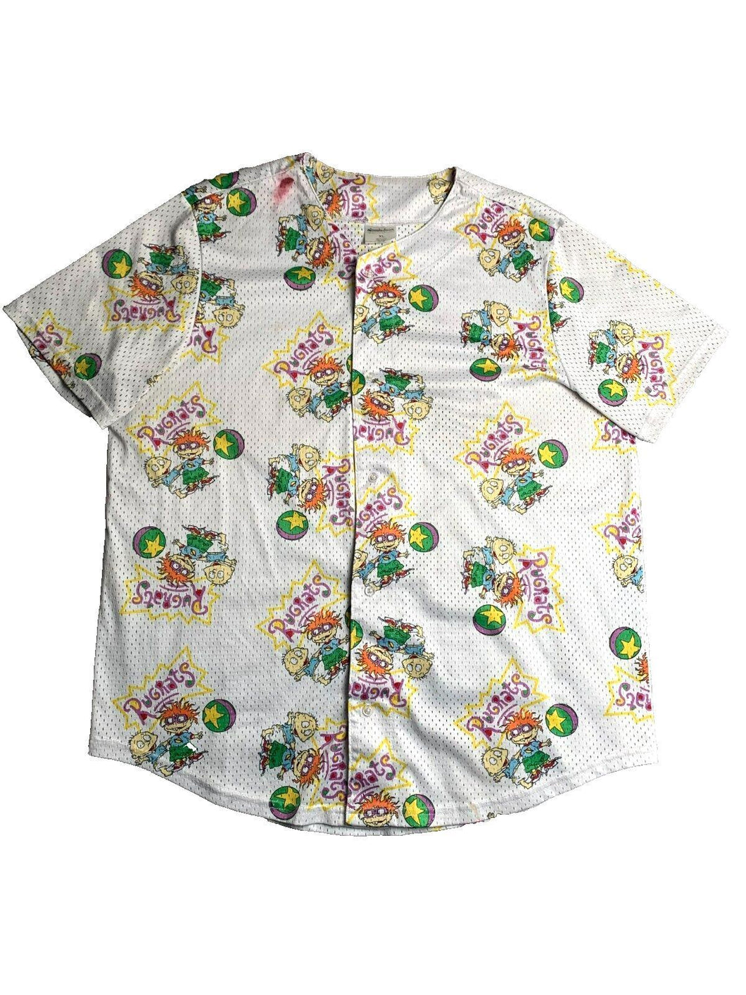 Rugrats Shirt Adult Extra Large White AOP Baseball Jersey Nickelodeon Mens