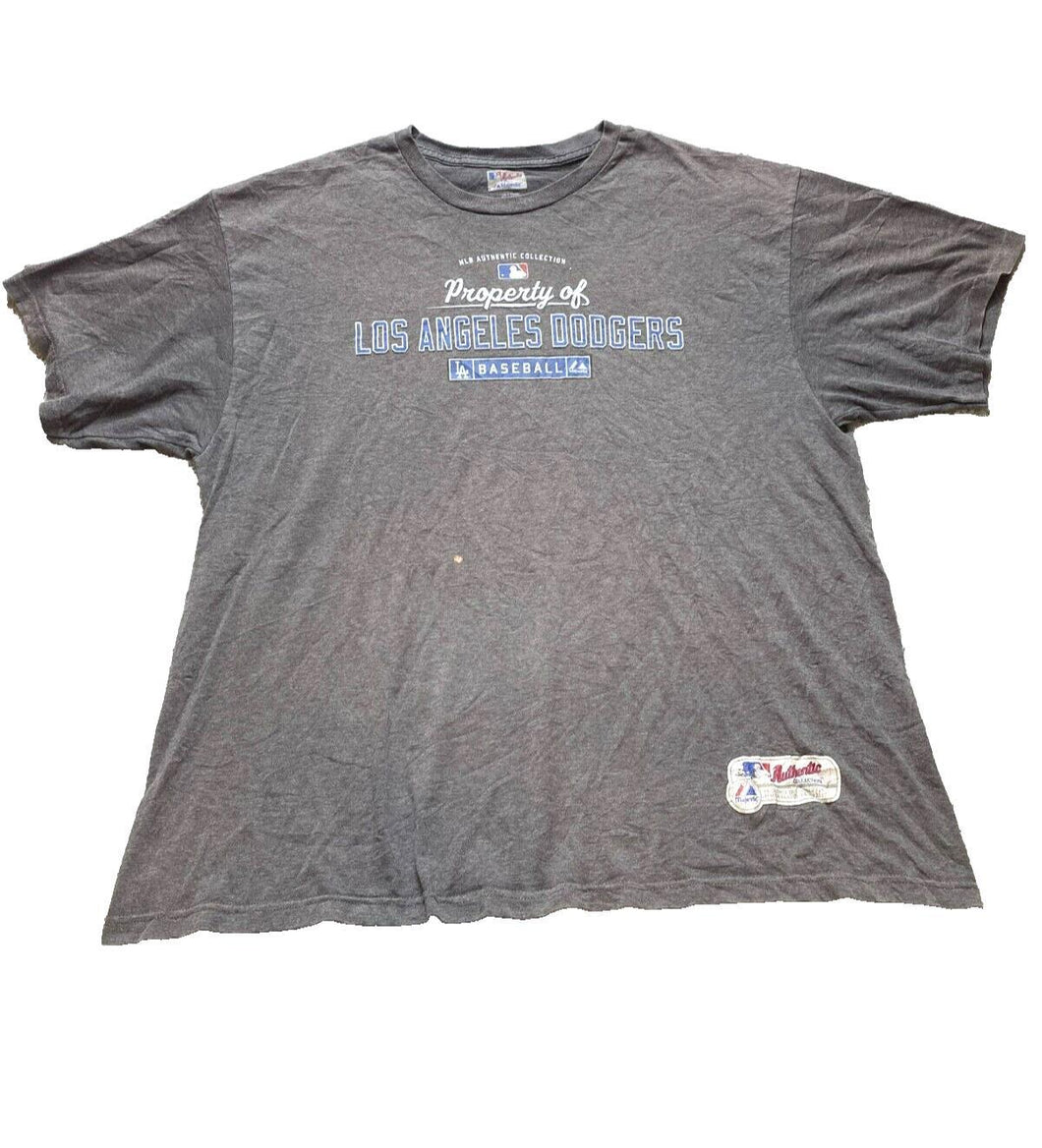 Los Angeles Dodgers Shirt Adult 2XL Gray MLB Baseball Majestic Sportswear Mens