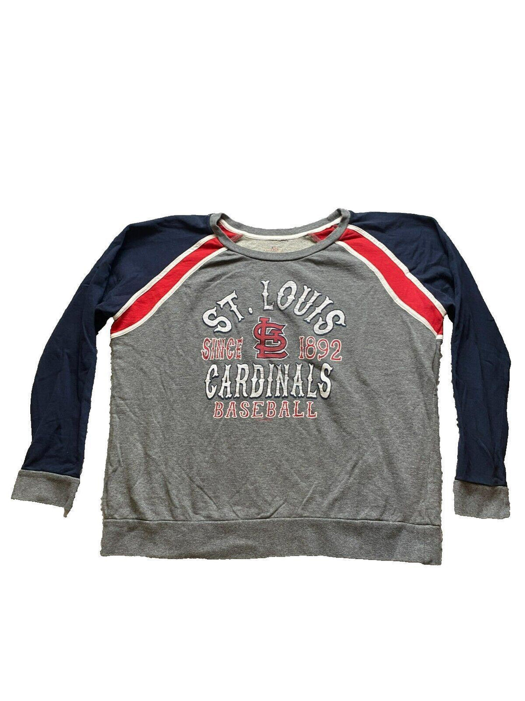 St Louis Cardinals Sweatshirt Adult Extra Large Gray Baseball MLB Raglan Mens