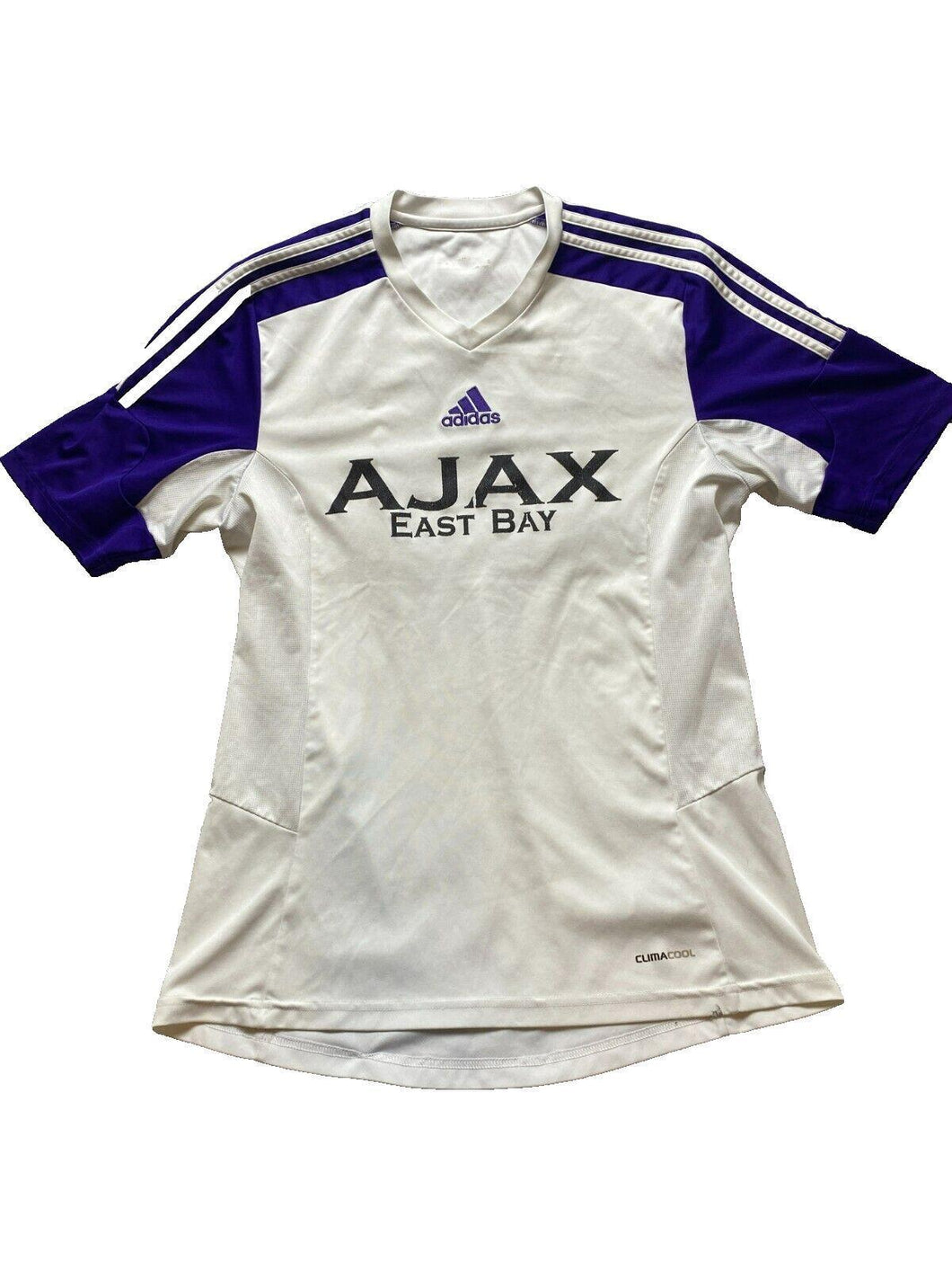 Ajax East Bay Jersey Adult Medium White Purple Adidas Soccer Club Climacool Mens