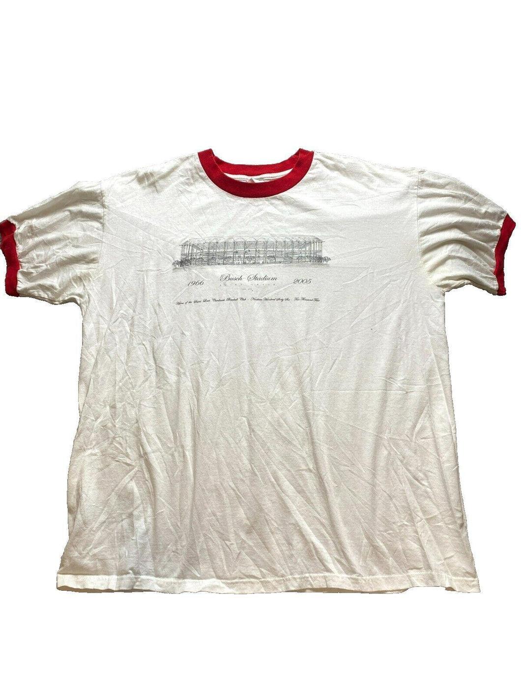 VTG Busch Stadium Shirt Adult Extra Large St Louis Cardinals Y2K Ringer MLB Mens
