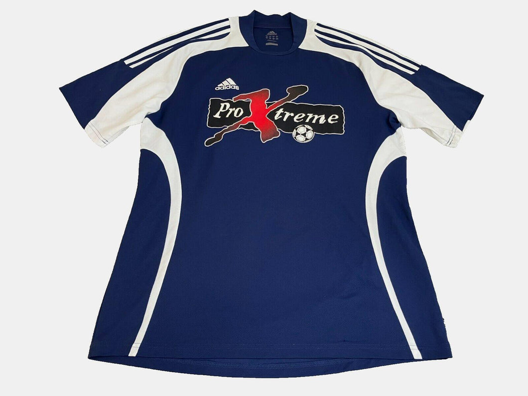 Adidas Shirt Adult Extra Large Blue White Climalite Sportswear Soccer Sport Mens