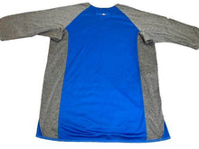Load image into Gallery viewer, Texas Rangers Shirt Adult Extra Large Blue Gray Raglan MLB Baseball Majestic Men
