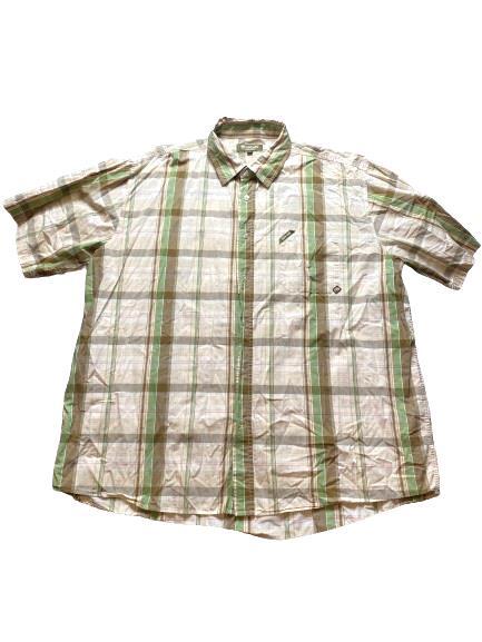 Ecko Unltd Shirt Adult 2X Green Tan Plaid Button Up Y2K Rhino Brand Casual Mens