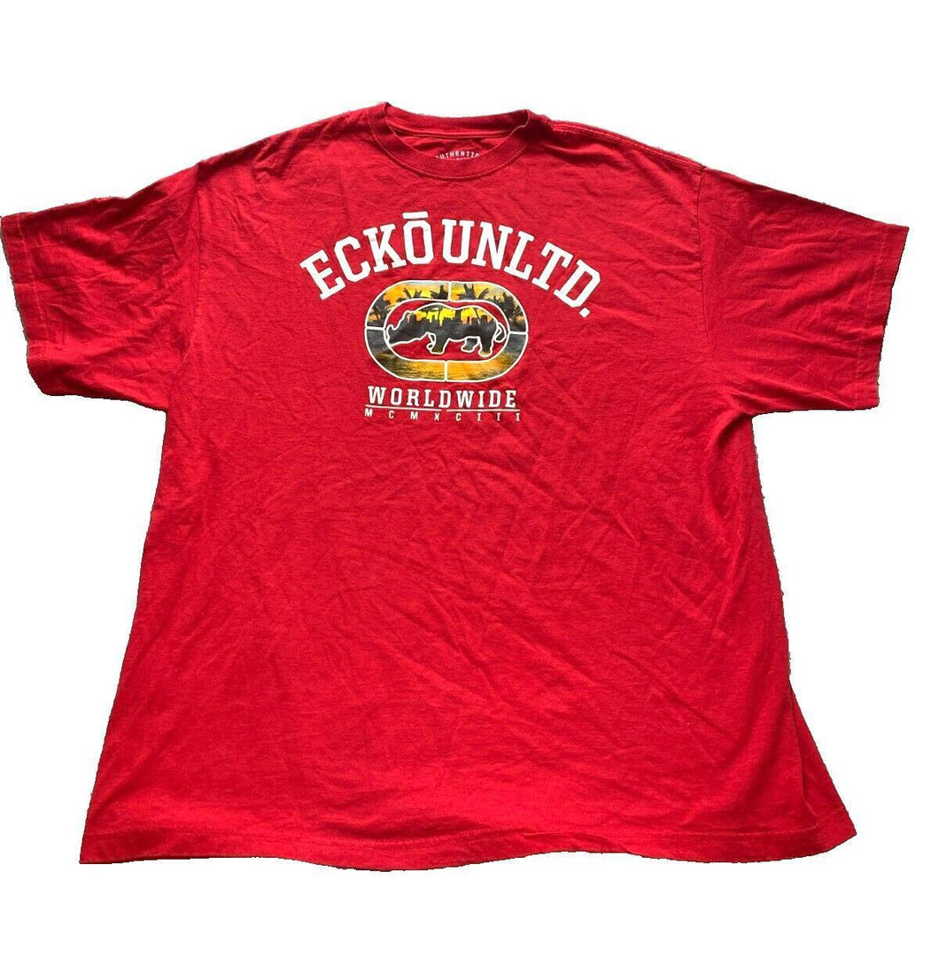 Ecko Unltd Shirt Adult 4XB Red Authentic Classic 3D Rhino Brand Skateboard Mens