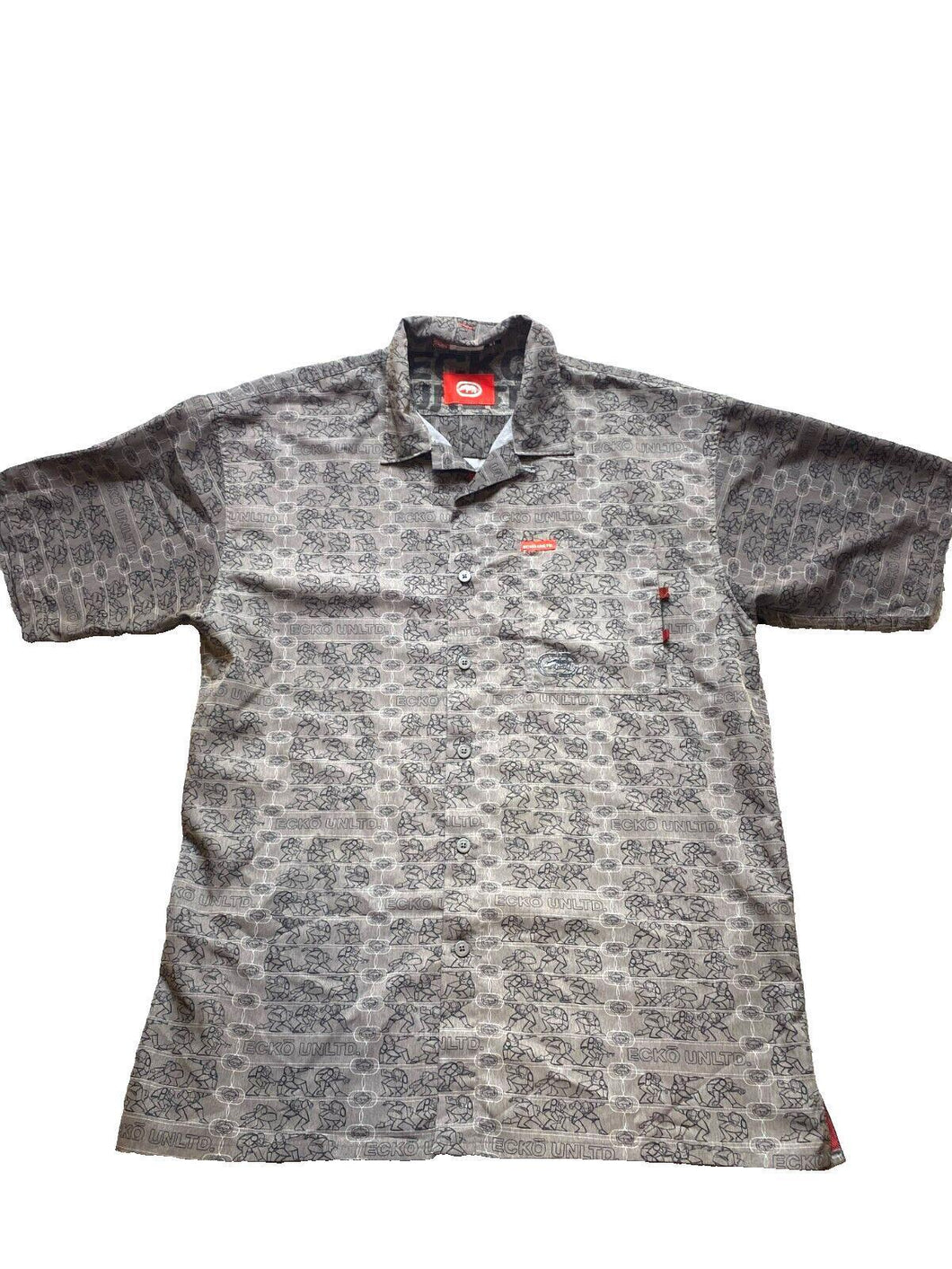 VTG Ecko Unltd Shirt Adult Extra Large Gray Crazy Robot AOP Rhino Brand Y2K Mens