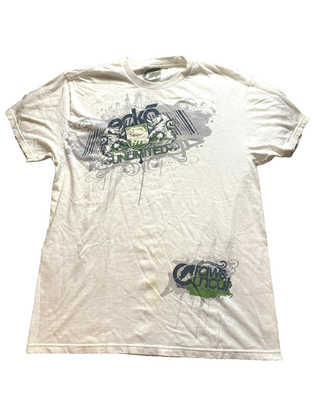 Ecko Unltd Shirt Adult Medium White Raw & Uncut Actual Factual Rhino Mens