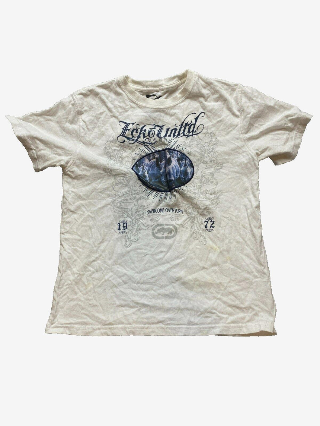 Ecko Unltd Shirt Youth 7 Small White 3D Rhino Brand Skateboard Skater Boys