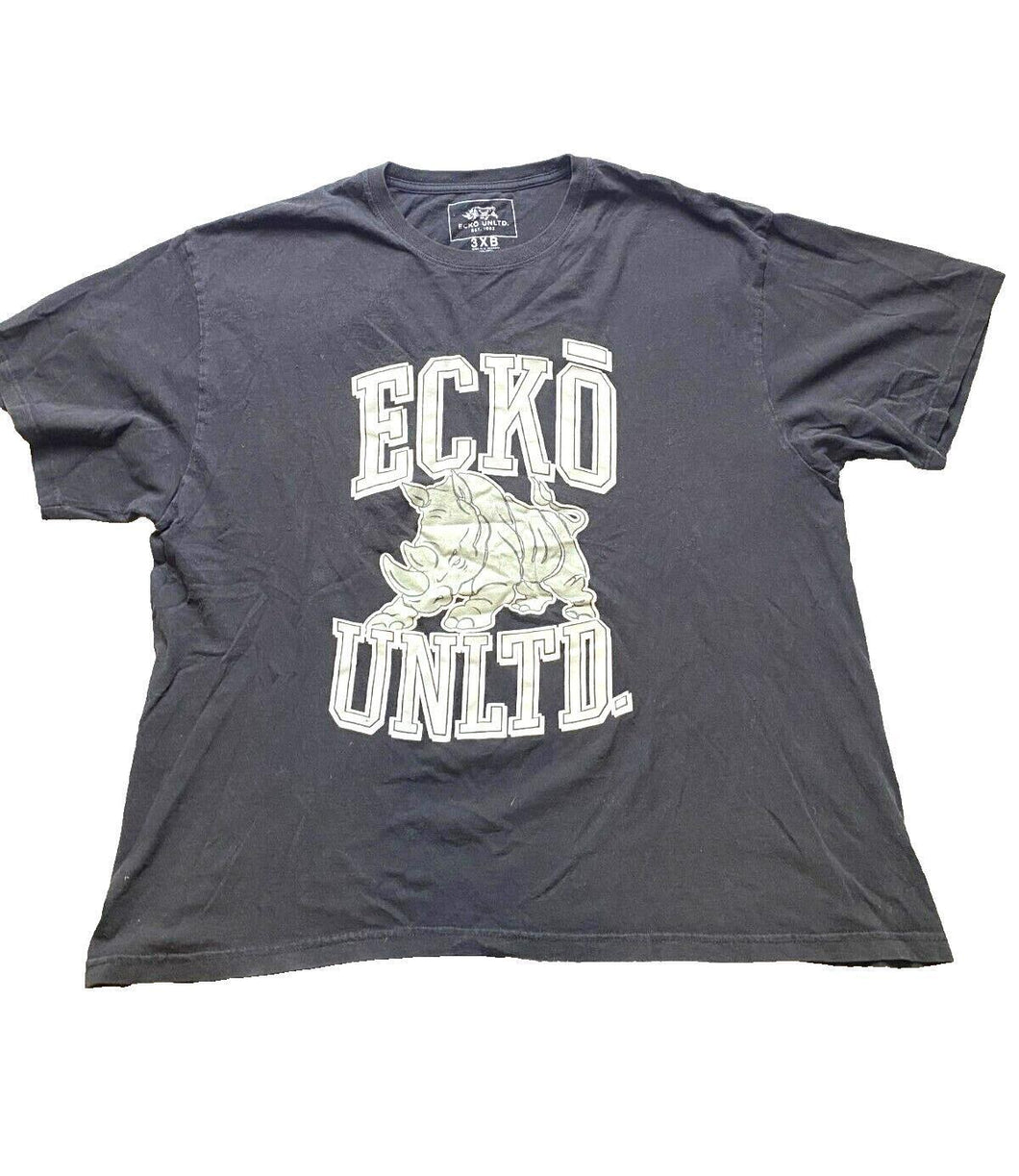 Ecko Unltd Shirt Adult 3XB 3XL Black Rhino Brand Urban Wear Hip Hop Skater Y2K