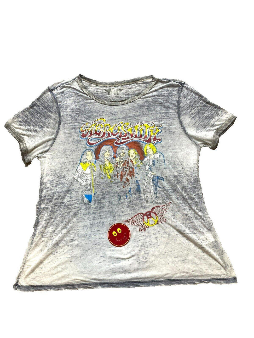 Aerosmith Shirt Womens 1X Gray Rock & Roll Music Band Concert Tour Plus Ladies