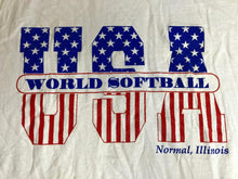 Load image into Gallery viewer, VTG USA World Softball Shirt Adult Extra Large White Single Stitch Illinois 90s
