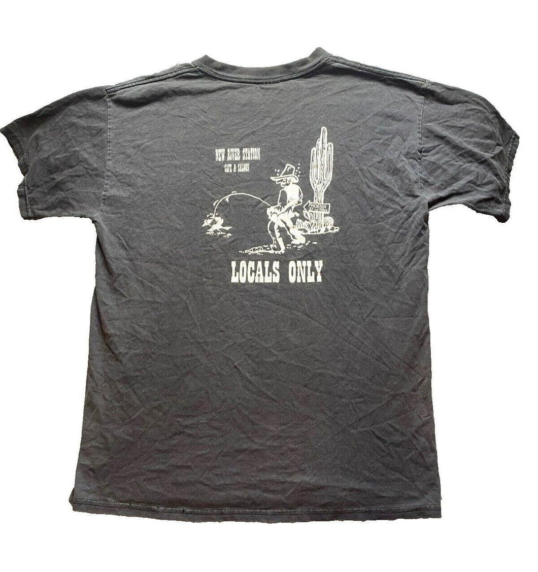 VTG New River Station Cafe & Saloon Shirt Adult Medium Black Funny 90s Mens