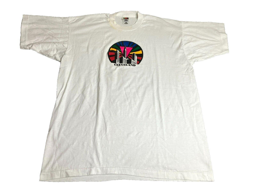 VTG Cleveland Shirt Adult Extra Large White Skyline Ohio Single Stitch 90s Mens